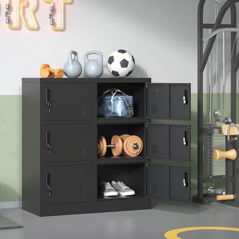 Small Metal Locker,Lockable Storage Cabinet for Kids & Employees Secure Storage Organizer for Toys, Tools & Essentials (Black) in Kuwait