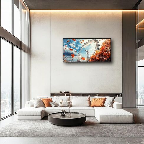 Olivine Large Wall Art ، London Eye Pictures Wall Decor ، Autumn London Canvas Prints ، عمل فني مؤطر لغرفة غرفة نوم الحمام ديكور المنزل 60 "× 30" in Saudi Arabia