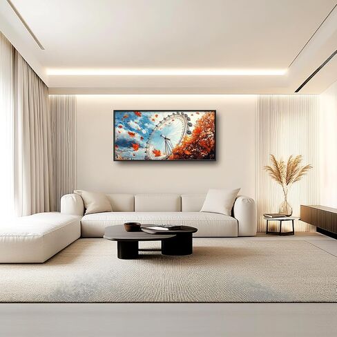 Olivine Large Wall Art ، London Eye Pictures Wall Decor ، Autumn London Canvas Prints ، عمل فني مؤطر لغرفة غرفة نوم الحمام ديكور المنزل 60 "× 30" in Saudi Arabia