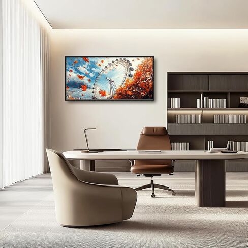 Olivine Large Wall Art ، London Eye Pictures Wall Decor ، Autumn London Canvas Prints ، عمل فني مؤطر لغرفة غرفة نوم الحمام ديكور المنزل 60 "× 30" in Saudi Arabia