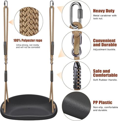 2 Pack 500LB Capacity Heavy Duty Swing Seat with Wider Swing Board & Height Adjustable Rope from 50 to 80 inch Swings Set Swings for Playground Backyard Patio Garden Black in Kuwait