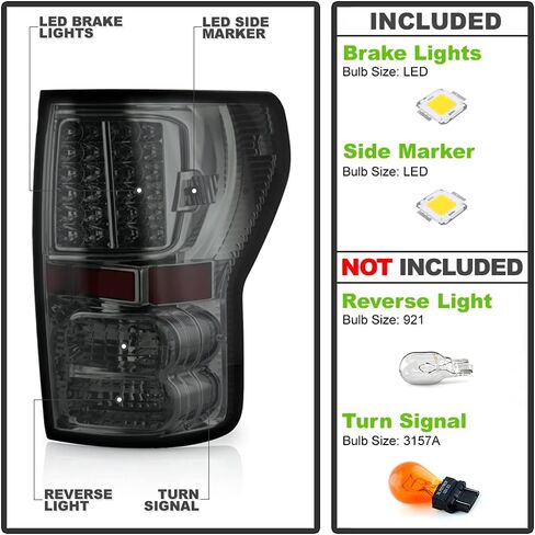 ACANII - For Smoked 2007-2013 Toyota Tundra Pickup LED Tail Lights Brake Lamps Left+Right in Saudi Arabia