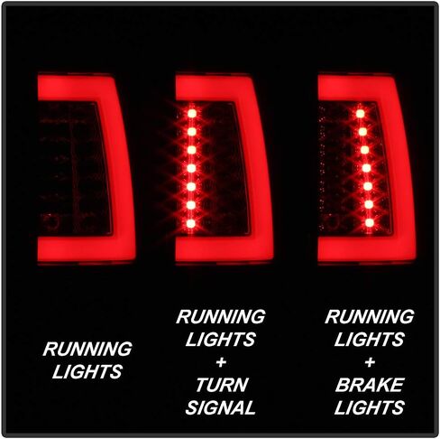 Acanii - للفترة 2000-2006 Chevy Suburban 1500 2500 Tahoe GMC Yukon Black Smoked LED Tube Light Lights مصابيح الفرامل اليسار+اليمين in Saudi Arabia