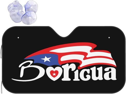 Puerto Rico Puerto Rican Boricua Flag Foldable Car Windshield Sunshade Uv Protection Windshield Sun Shade in Saudi Arabia