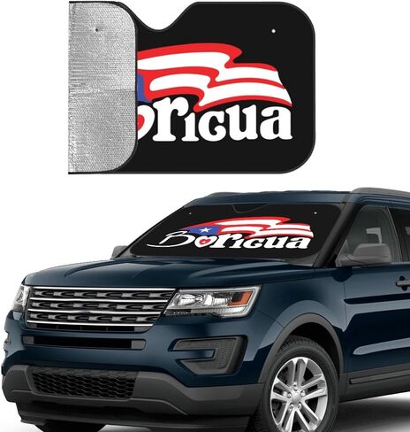 Puerto Rico Puerto Rican Boricua Flag Foldable Car Windshield Sunshade Uv Protection Windshield Sun Shade in Saudi Arabia