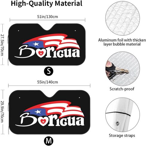 Puerto Rico Puerto Rican Boricua Flag Foldable Car Windshield Sunshade Uv Protection Windshield Sun Shade in Saudi Arabia