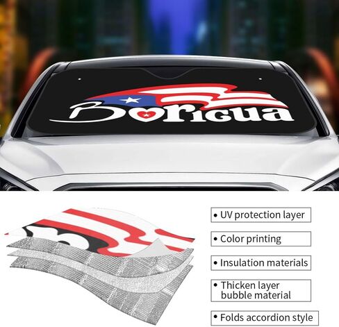 Puerto Rico Puerto Rican Boricua Flag Foldable Car Windshield Sunshade Uv Protection Windshield Sun Shade in Saudi Arabia