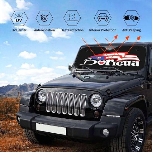 Puerto Rico Puerto Rican Boricua Flag Foldable Car Windshield Sunshade Uv Protection Windshield Sun Shade in Saudi Arabia