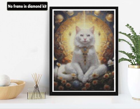 VAIIEYO 5D DIY Diamond Art Kits for Adults Cat, Diamond Painting Animal, Paint by Numbers Full Drill Round Rhinestone Craft Canvas for Home Wall Decor Gift 12x16 inch-38 in Kuwait