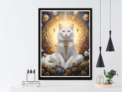 VAIIEYO 5D DIY Diamond Art Kits for Adults Cat, Diamond Painting Animal, Paint by Numbers Full Drill Round Rhinestone Craft Canvas for Home Wall Decor Gift 12x16 inch-38 in Kuwait