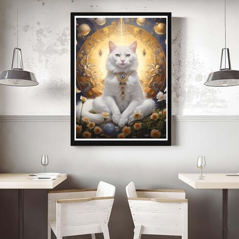 VAIIEYO 5D DIY Diamond Art Kits for Adults Cat, Diamond Painting Animal, Paint by Numbers Full Drill Round Rhinestone Craft Canvas for Home Wall Decor Gift 12x16 inch-38 in Kuwait