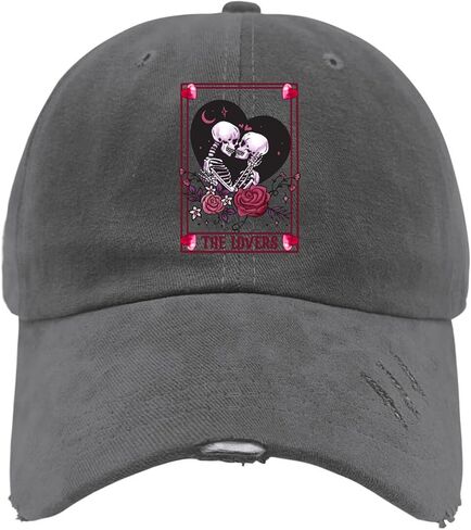 The Lovers Tarot Card Valentines Day Hat for Mens Washed Distressed Baseball Caps Aesthetic Washed Ball Caps Quick Dry Dark Grey in Saudi Arabia