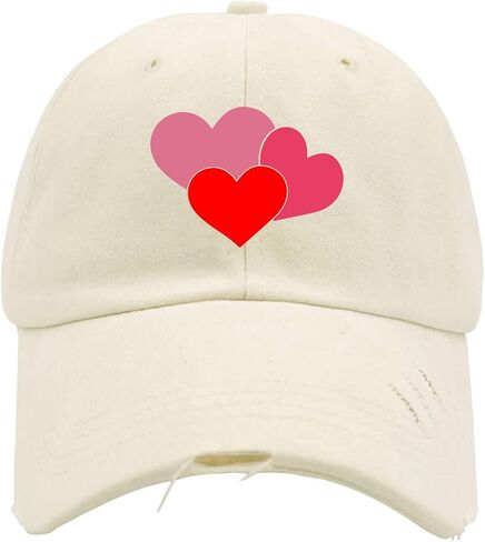 Love Valentines Day Hats for Mens Washed Distressed Baseball Caps Fashion Washed Dad Hats Light Weight in Saudi Arabia