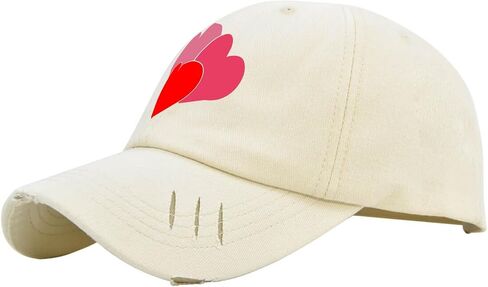 Love Valentines Day Hats for Mens Washed Distressed Baseball Caps Fashion Washed Dad Hats Light Weight in Saudi Arabia