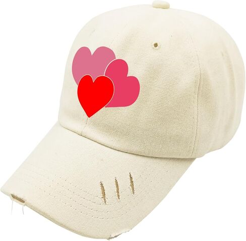 Love Valentines Day Hats for Mens Washed Distressed Baseball Caps Fashion Washed Dad Hats Light Weight in Saudi Arabia