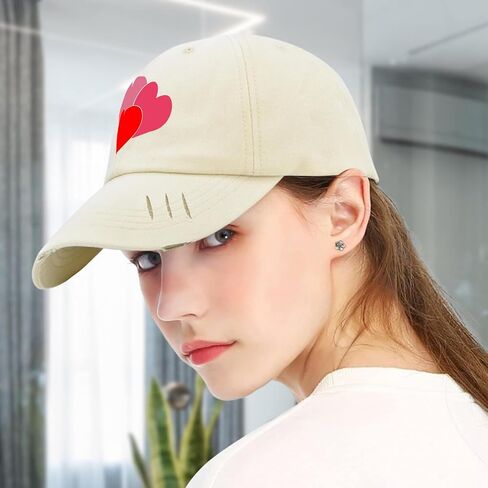 Love Valentines Day Hats for Mens Washed Distressed Baseball Caps Fashion Washed Dad Hats Light Weight in Saudi Arabia
