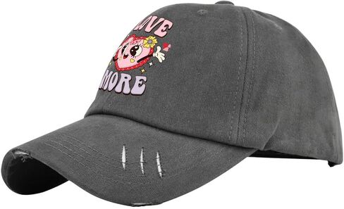 Love More Valentines Day Hat for Mens Washed Distressed Baseball Caps Cool Washed Hiking Hat Breathable Dark Grey in Saudi Arabia