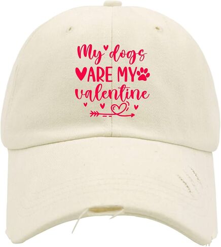 My Dogs are My Valentines Day Hat for Mens Washed Distressed Baseball Caps Classic Washed Running Hats Light Weight in Saudi Arabia