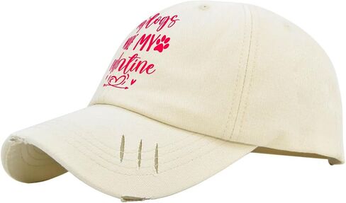My Dogs are My Valentines Day Hat for Mens Washed Distressed Baseball Caps Classic Washed Running Hats Light Weight in Saudi Arabia