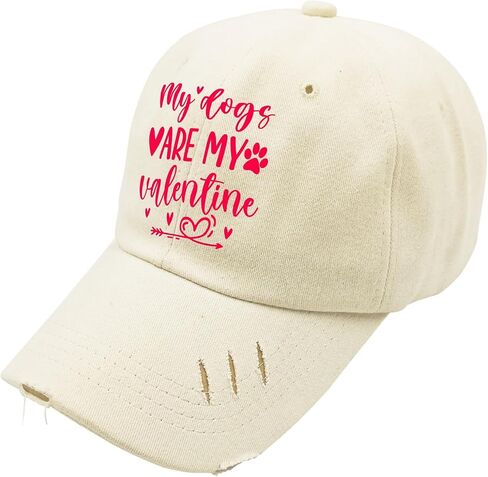 My Dogs are My Valentines Day Hat for Mens Washed Distressed Baseball Caps Classic Washed Running Hats Light Weight in Saudi Arabia