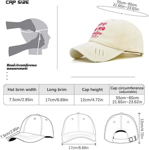 My Dogs are My Valentines Day Hat for Mens Washed Distressed Baseball Caps Classic Washed Running Hats Light Weight in Saudi Arabia