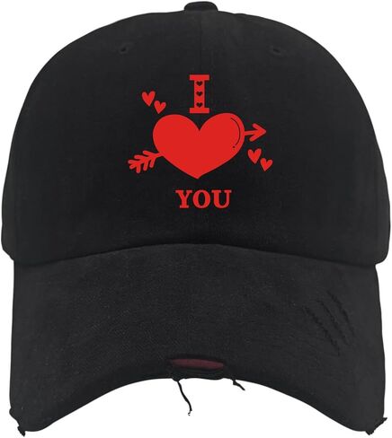 I Love You Valentines Day Hat for Men Washed Distressed Baseball Caps Fashion Washed Hiking Hat Breathable in Saudi Arabia