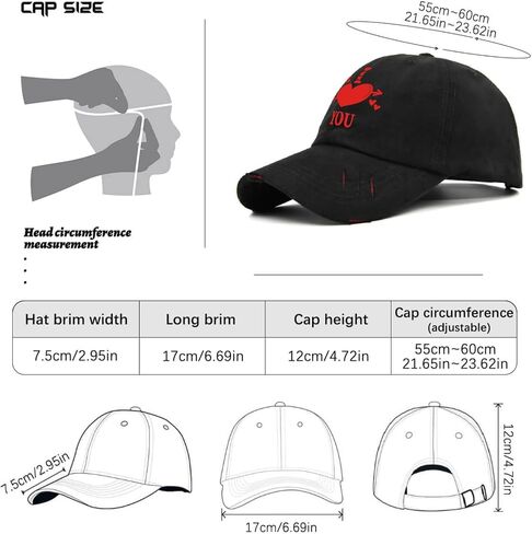 I Love You Valentines Day Hat for Men Washed Distressed Baseball Caps Fashion Washed Hiking Hat Breathable in Saudi Arabia