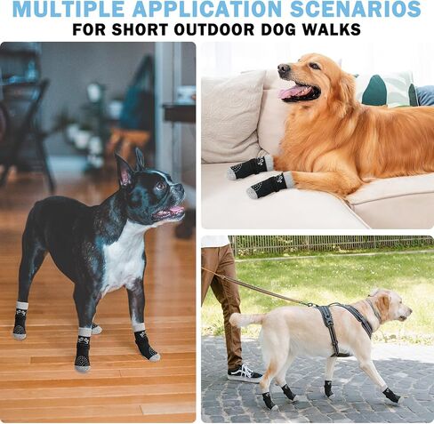 SCENEREAL Dog Socks to Prevent Licking Paws for Hot/Cold Pavement Anti Slip, Dog Shoes for Hardwood Floors, Dog Boots & Paw Protectors with Grippers for Small Medium Large Senior Dogs, Grey L in Kuwait