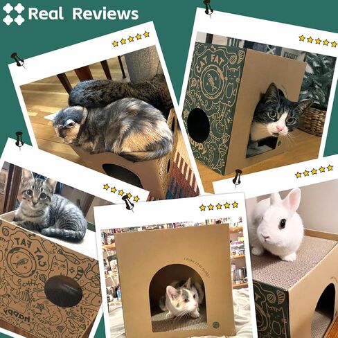 Washable Kraft Paper Cat Bed Recyclable Cat House with 2 Replaceable Scratching Pads Foldable Cardboard Scratching Bed in Saudi Arabia