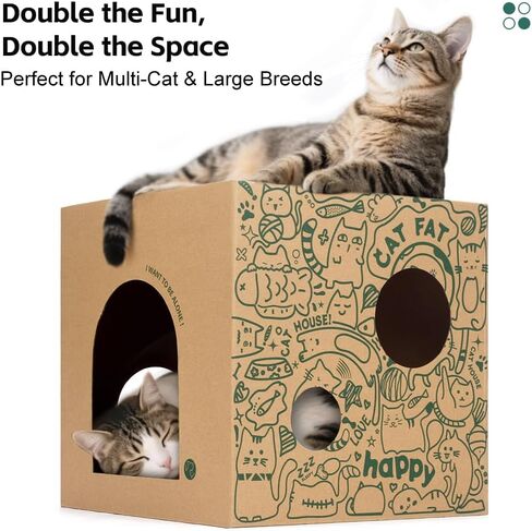 Washable Kraft Paper Cat Bed Recyclable Cat House with 2 Replaceable Scratching Pads Foldable Cardboard Scratching Bed in Saudi Arabia