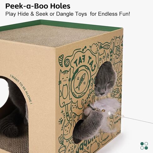 Washable Kraft Paper Cat Bed Recyclable Cat House with 2 Replaceable Scratching Pads Foldable Cardboard Scratching Bed in Saudi Arabia