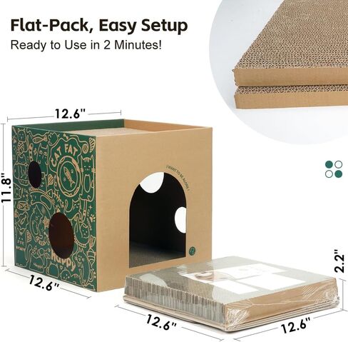 Washable Kraft Paper Cat Bed Recyclable Cat House with 2 Replaceable Scratching Pads Foldable Cardboard Scratching Bed in Saudi Arabia