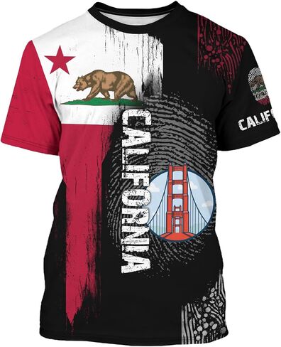 Men's American State T-Shirts 3D Printed Novelty Graphic Short Sleeve Shirts Casual Crew Neck Tees Unisex Fashion Tops in Saudi Arabia