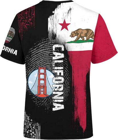 Men's American State T-Shirts 3D Printed Novelty Graphic Short Sleeve Shirts Casual Crew Neck Tees Unisex Fashion Tops in Saudi Arabia