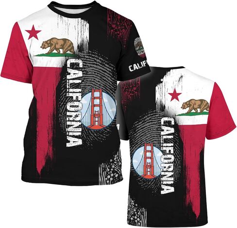 Men's American State T-Shirts 3D Printed Novelty Graphic Short Sleeve Shirts Casual Crew Neck Tees Unisex Fashion Tops in Saudi Arabia