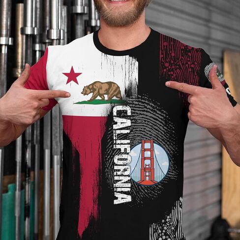 Men's American State T-Shirts 3D Printed Novelty Graphic Short Sleeve Shirts Casual Crew Neck Tees Unisex Fashion Tops in Saudi Arabia