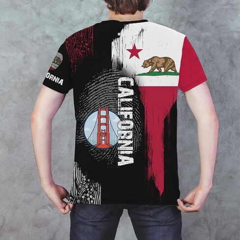 Men's American State T-Shirts 3D Printed Novelty Graphic Short Sleeve Shirts Casual Crew Neck Tees Unisex Fashion Tops in Saudi Arabia