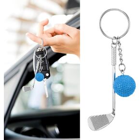 Golf Keychain, Metal Key Chain, Keychain Accessories Funny Golf Ball Keychains Suitable for Women Men Golf Ball Lovers (Blue) in Kuwait