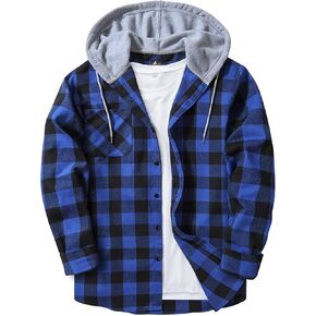 قميص الفانيلا للرجال منقوشة هوديي أنيقة الأكمام الطويلة السقوط الزر غير الرسمي أسفل القمصان مع جيب مسطح in Kuwait