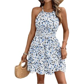 Floerns Women's Summer Sleeveless Halter Dress Allover Print Cami Short Dress in Saudi Arabia