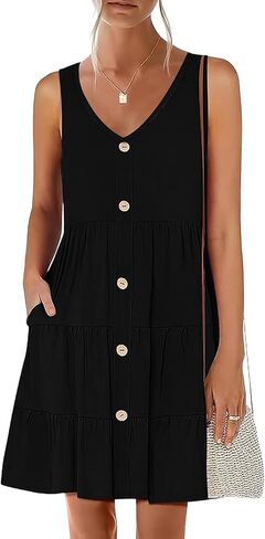 Nclook Women's Summer Dress Dressy Sweet Cute V Vick Neckless Olcives in Kuwait