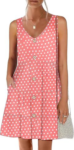 Nclook Women's Summer Dress Dressy Sweet Cute V Vick Neckless Olcives in Kuwait