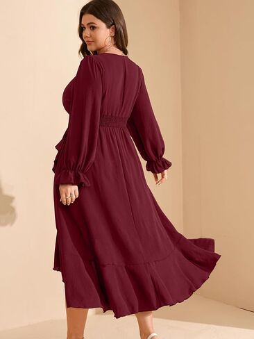 RWJ Women’s Plus Gedding Guest Maxi Dress Wrap v Neck Long Sleeve High Low Low Shulk Cocktail Dresses in Kuwait