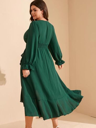 RWJ Women’s Plus Gedding Guest Maxi Dress Wrap v Neck Long Sleeve High Low Low Shulk Cocktail Dresses in Kuwait