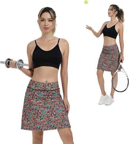 Xioker Women Skorts Skirts with Zipper Pockets,Athletic Golf Tennis Swim Skirts 20" Knee Length Skorts for Womem in Kuwait