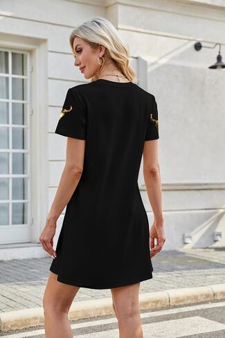 Lukycild Western Tshirt Dress Women Equin Dress Cowgirl Graphic Mini Tee Shirt Dress Dress Summer Summer Shirt Sleeve Dress in Saudi Arabia