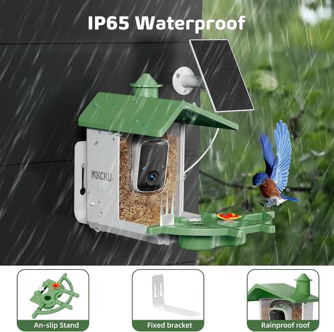 Smart Bird Feeder with Camera – 2K HD, AI Recognition & 2-Way Audio, Solar-Powered, Night Vision, IP65 Waterproof, WiFi Birdhouse for Bird Lovers (Green) in Saudi Arabia