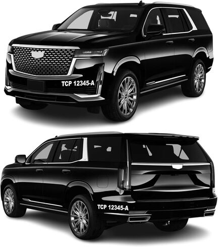 TCP Limousine ملصق شارات للسيارات والسيارات | ملصق الامتثال المخصص بالأبيض والأسود | 2 مجموعات (1.5 "× 9" لكل منهما) in Saudi Arabia
