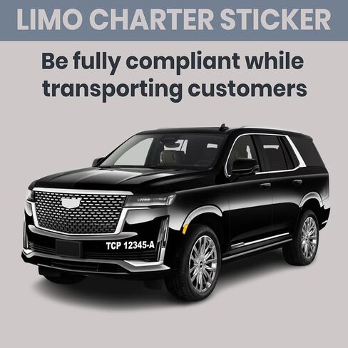 TCP Limousine ملصق شارات للسيارات والسيارات | ملصق الامتثال المخصص بالأبيض والأسود | 2 مجموعات (1.5 "× 9" لكل منهما) in Saudi Arabia