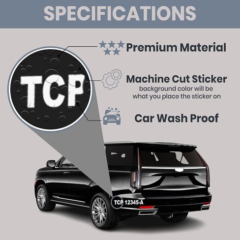 TCP Limousine ملصق شارات للسيارات والسيارات | ملصق الامتثال المخصص بالأبيض والأسود | 2 مجموعات (1.5 "× 9" لكل منهما) in Saudi Arabia